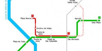 Kort over Sevilla sporvogn