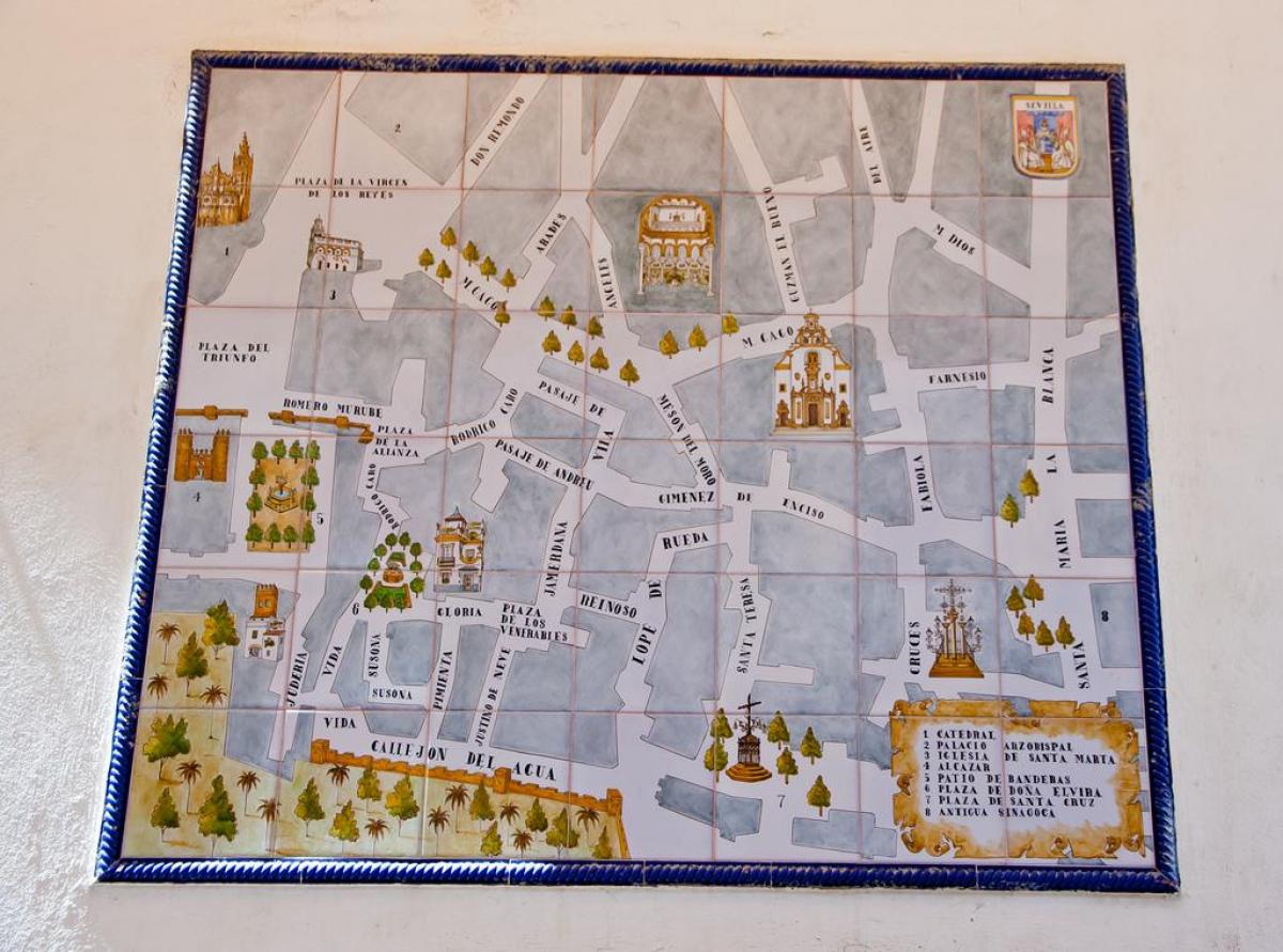 kort over jødiske kvarter i Sevilla
