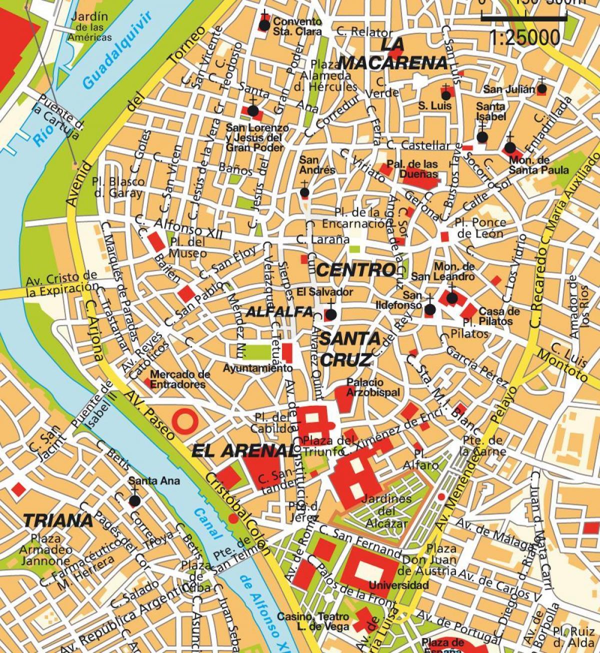 kort over Sevilla spanien centrum