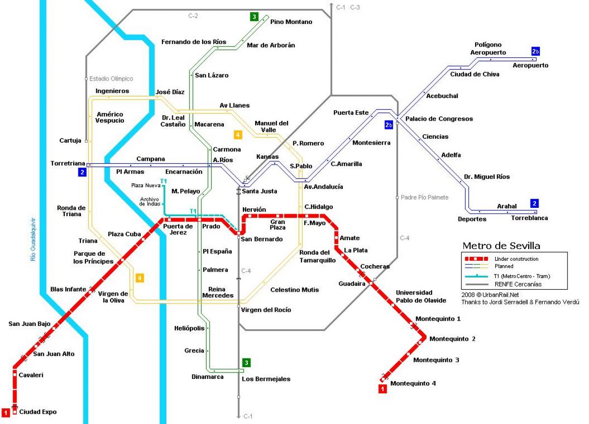 kort over Sevilla metro