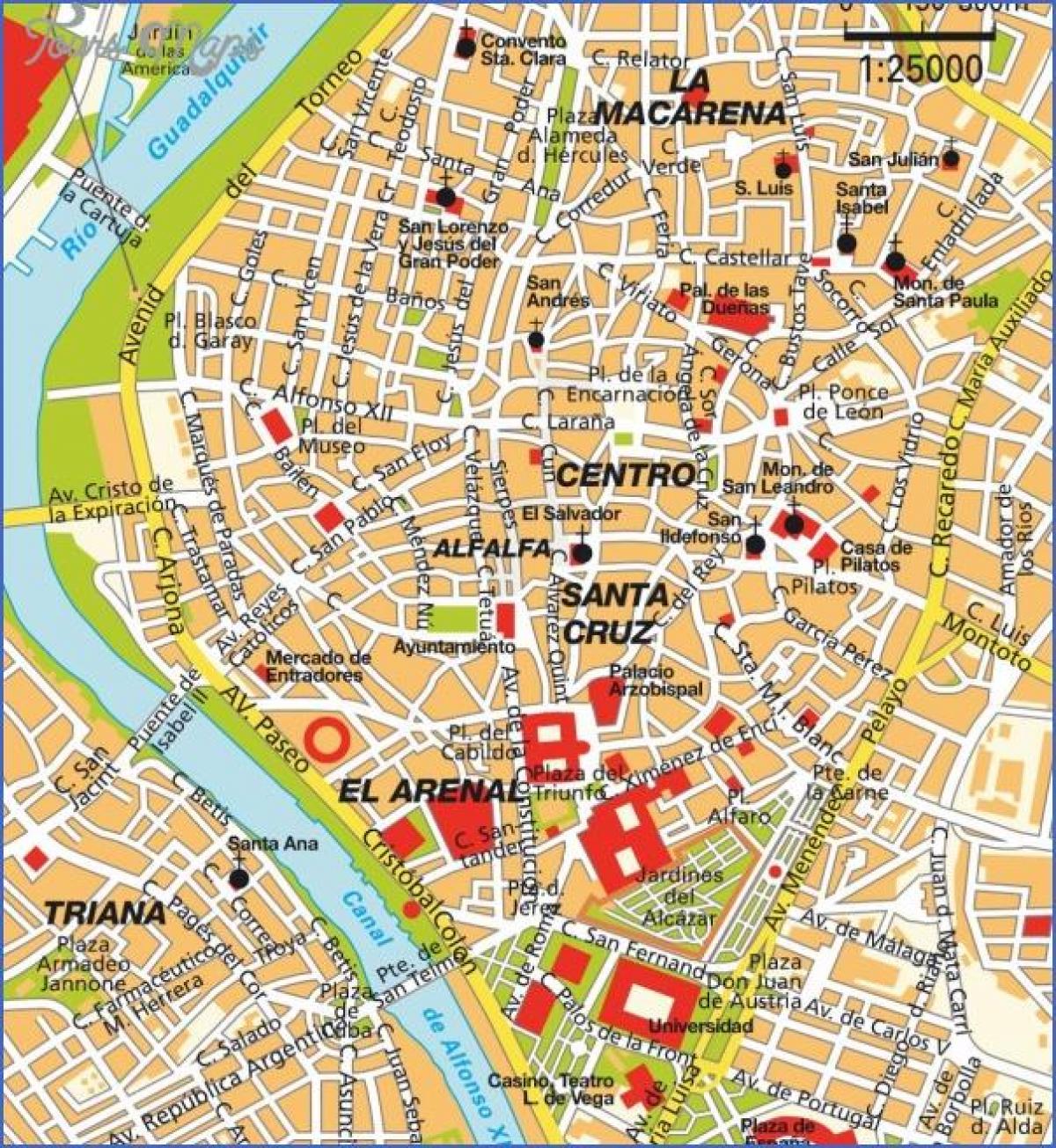 Sevilla spanien kort turistattraktioner