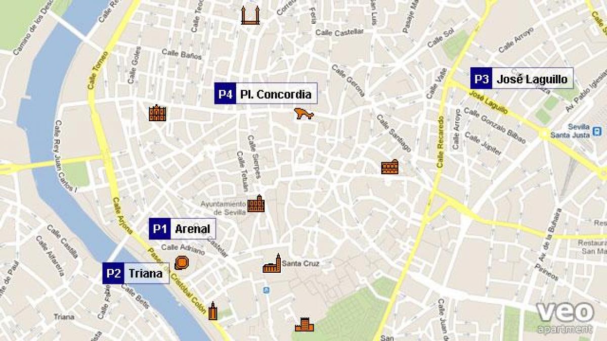 kort over Sevilla parkering