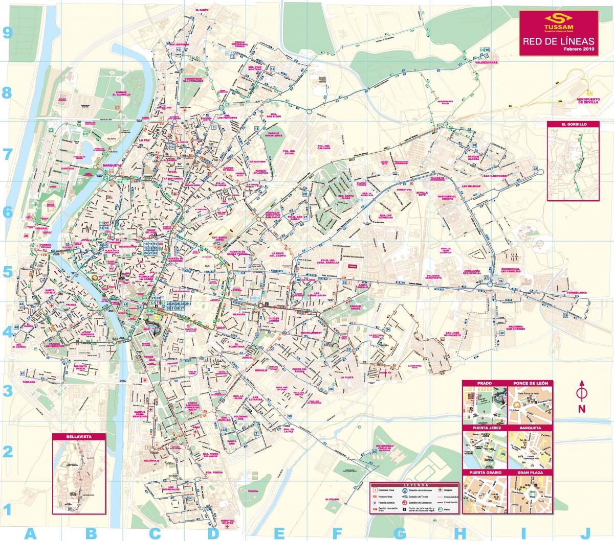 kort over Sevillas busterminal